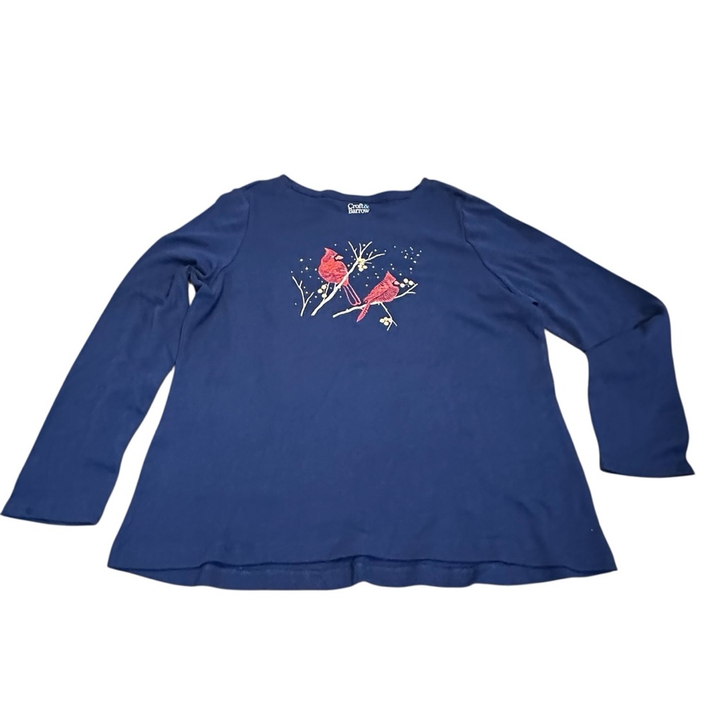 Croft & Barrow women’s navy long sleeve classic‎ tee size petite large